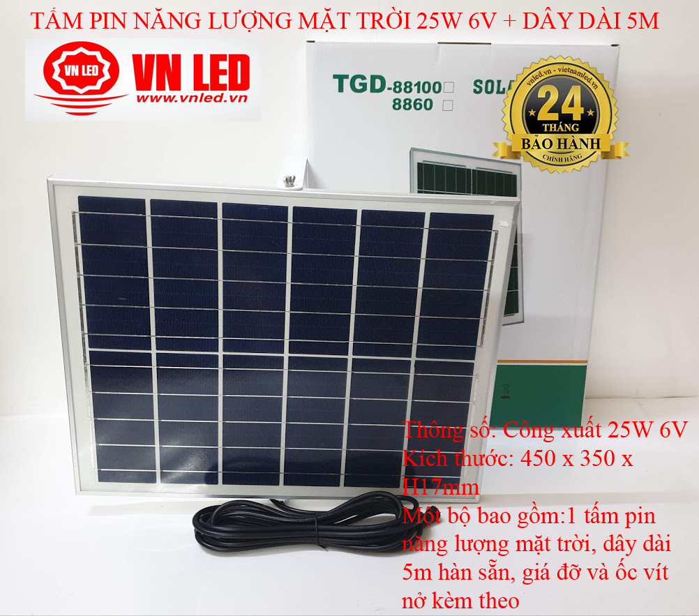 TẤM PIN NĂNG LƯỢNG MẶT TRỜI 25W 6V