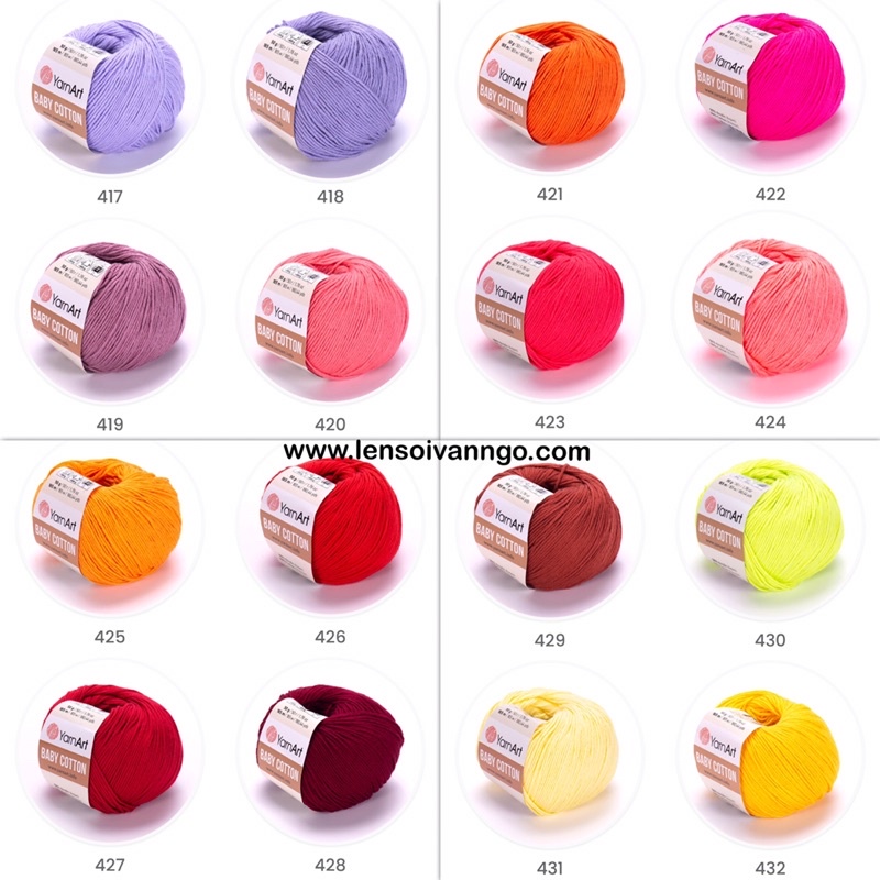 Len YarnArt Baby Cotton (Bảng màu 1) (cuộn 50gr)