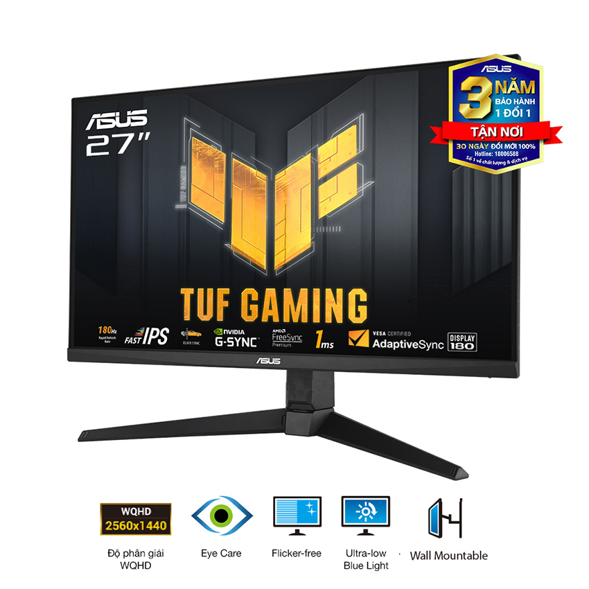 MÀN HÌNH GAMING ASUS TUF VG27AQ3A (27 INCH/QHD/IPS/180HZ/1MS/LOA)