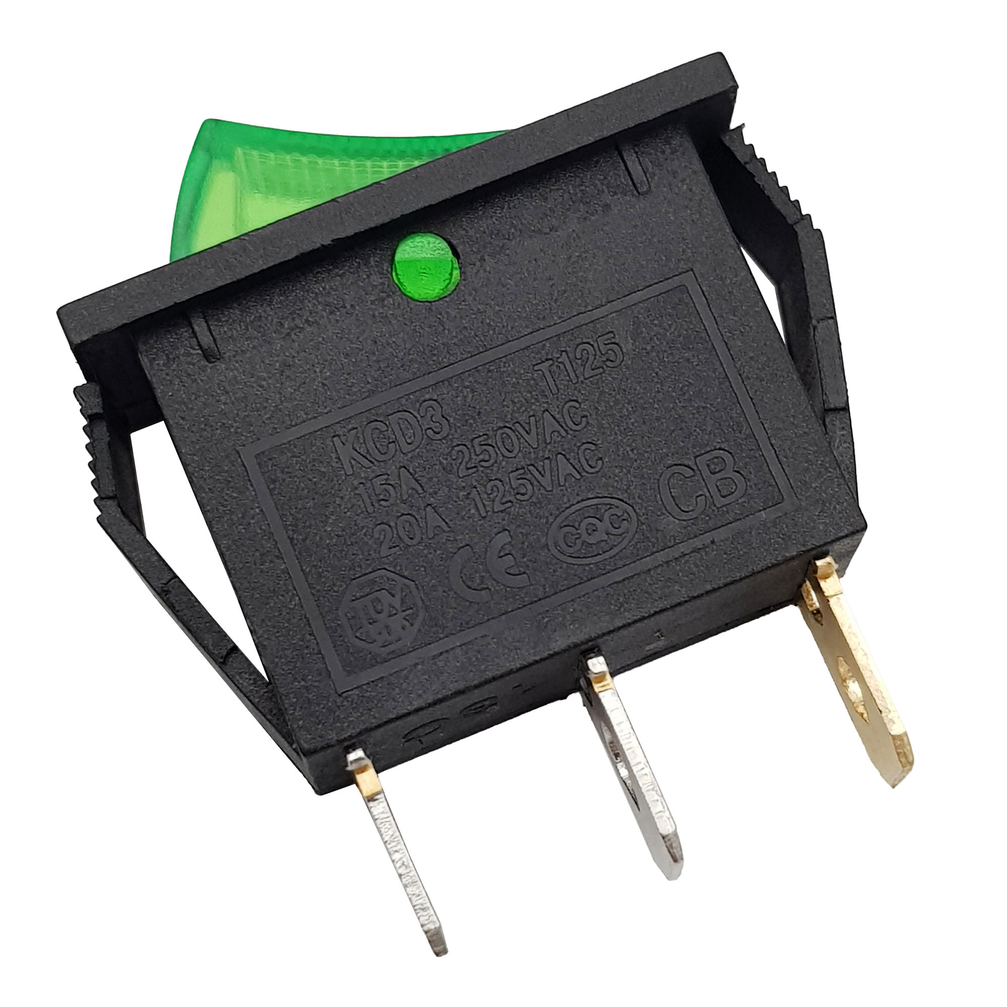 2 Công tắc bập bênh có đèn KCD3-101N (xanh)
