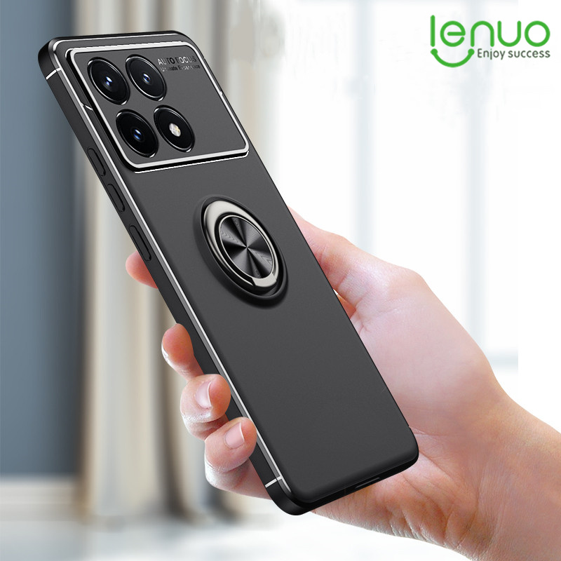 Lenuo for xiaomi redmi k70 pro / k70e ring stand case - finger ring holder casing mix color bracket all-in-one back cover