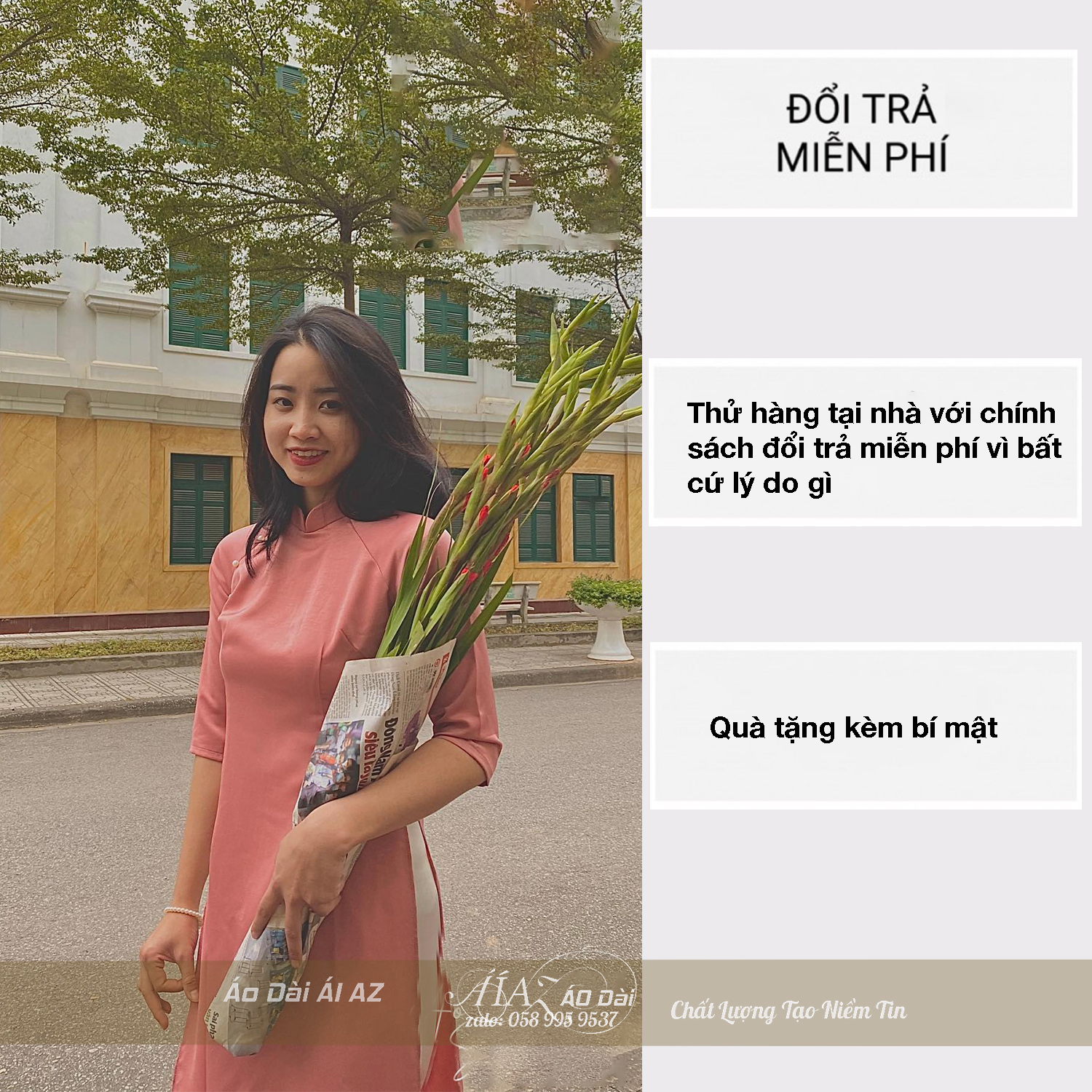 Áo Dài Nữ Cách Tân Tay Lỡ A58