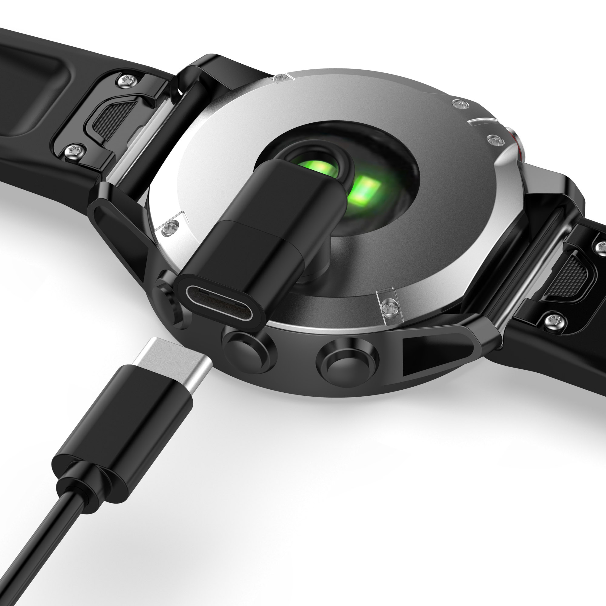 Zenia Bộ chuyển đổi sạc Lightning IOS/Micro USB/Type C sang 4pin Đầu nối bộ sạc chuyển đổi sạc cho Garmin Fenix 8 E 7 7X 6X 6 Sapphire Solar 5X 5 Plus Quatix Enduro 3 Forerunner 970 965 570 Approach S70 S60 S62 Epix Gen 2 Instinct 2X Tactix D2 Delta PX