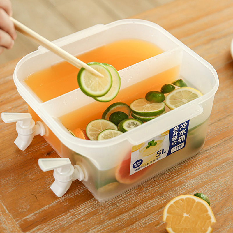 KS 5L cold water bucket water tank Lemon cold water cold bubble bottle ice water teapot with faucet cold kettle