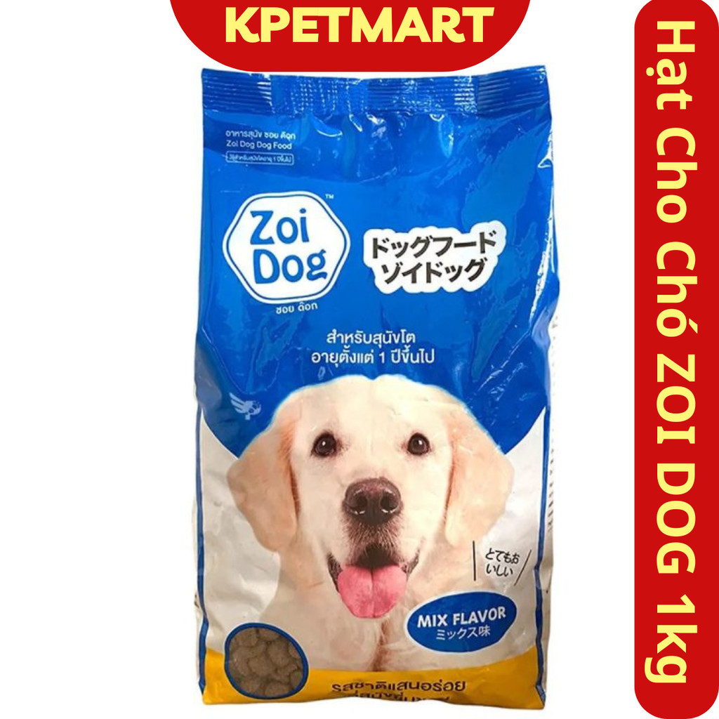 Thức ăn hạt cho chó zoi dog túi 1kg - thức ăn cho chó trưởng thành zoidog - hạt cho chó - cám chó - kpetmart