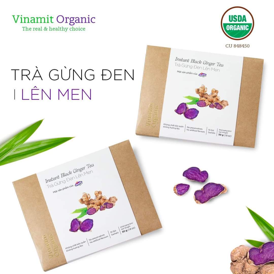 Trà Gừng Đen Lên Men VINAMIT Hộp giấy(10 gói/20 gói)