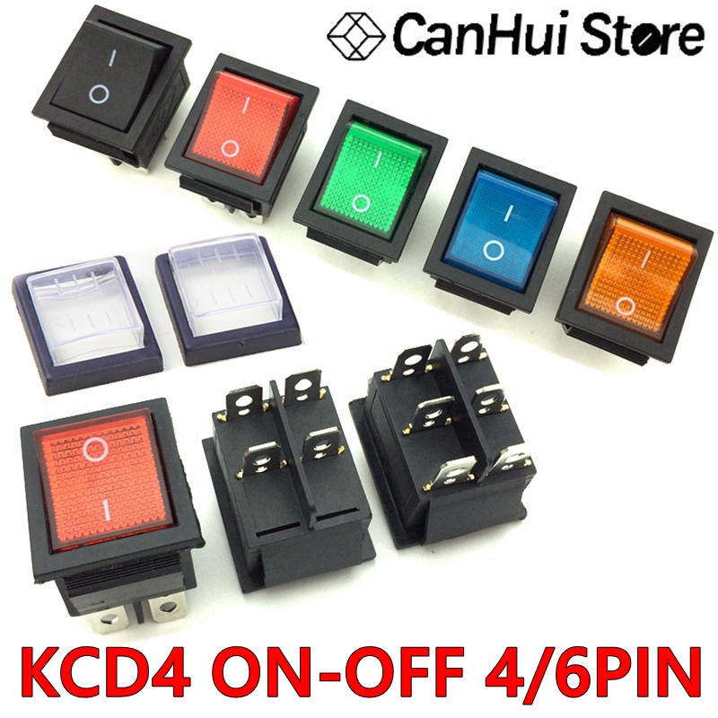 2 X Interruttore A Bilanciere KCD4 Nero DPDT ON/OFF/ON 6 Pin 16A/250VAC 20A/125VAC