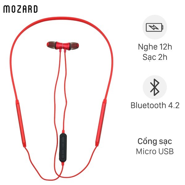 Tai nghe Bluetooth Mozard Q6 Đỏ -thể thao