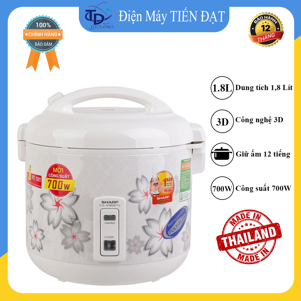 Nồi cơm điện Sharp 1.8 lít KS-N182ETV