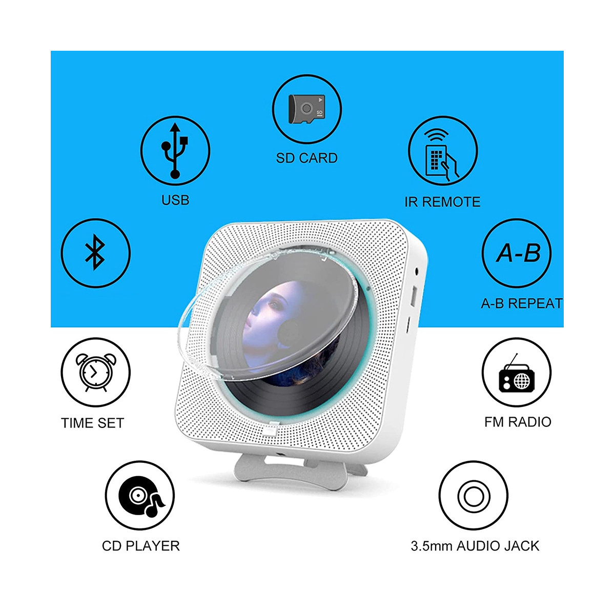 Portable Bluetooth CD Player,Wall Mount CD Player Home Audio Music Players with Remote Control,LCD Display