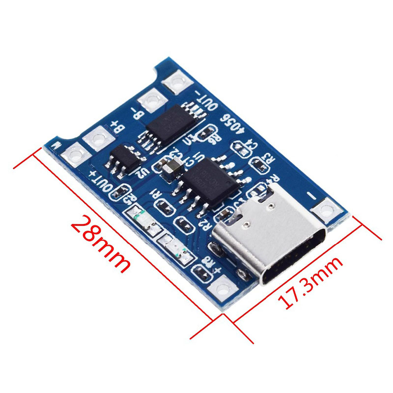 Type-C USB 5V 1A 18650 TP4056 Lithium Battery Charger Module Charging Board with Protection Dual Functions