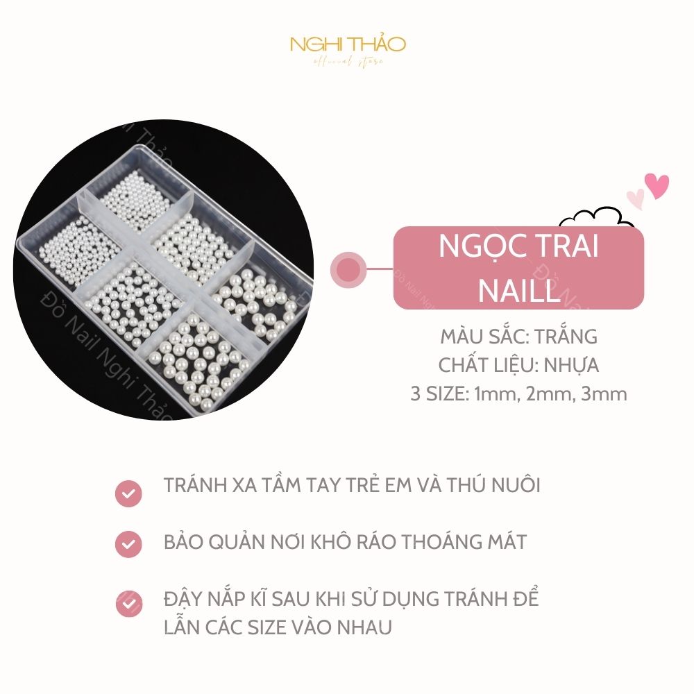 Ngọc trai nhựa nail set trang trí móng