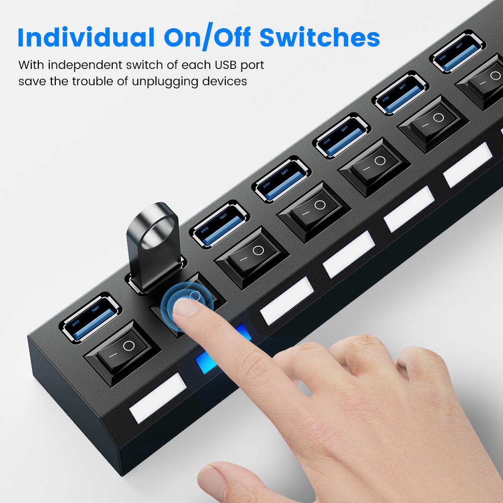 7-Port HUBs High Speed USB 3.0 Multi HUB Splitter Expansion Computer Charging Devices Data Transfer