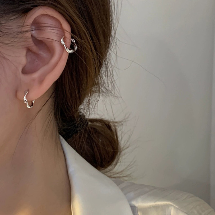 COCOJEWELRY Geometric Irregular Twisted Hoop Earrings for Women Korean Style Earrings