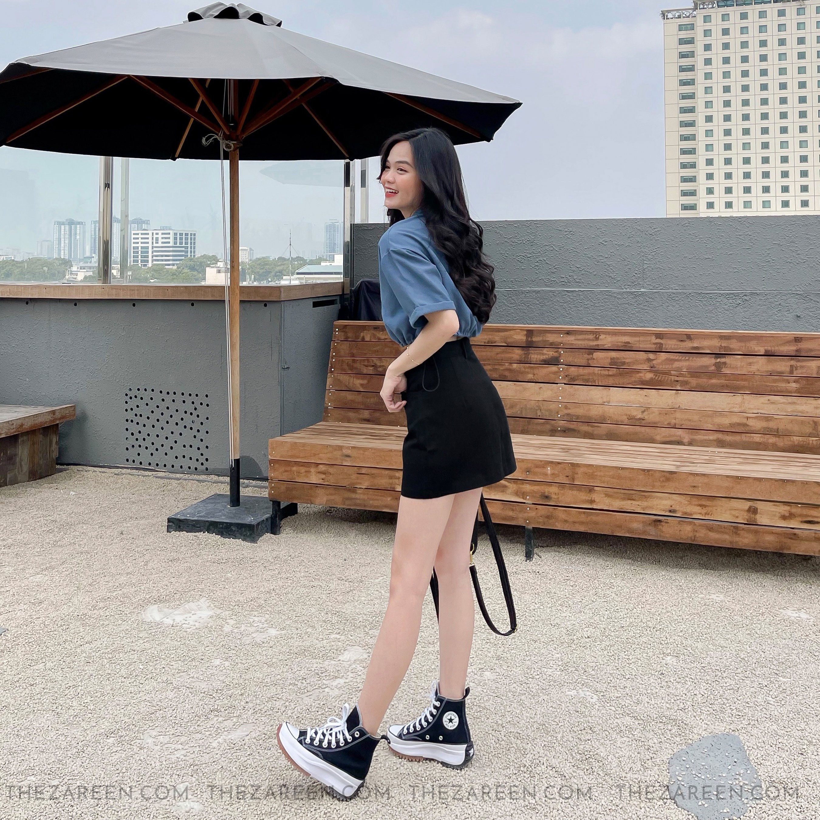 ZAREEN | CHÂN VÁY CHỮ A BASIC VAA29 ĐEN