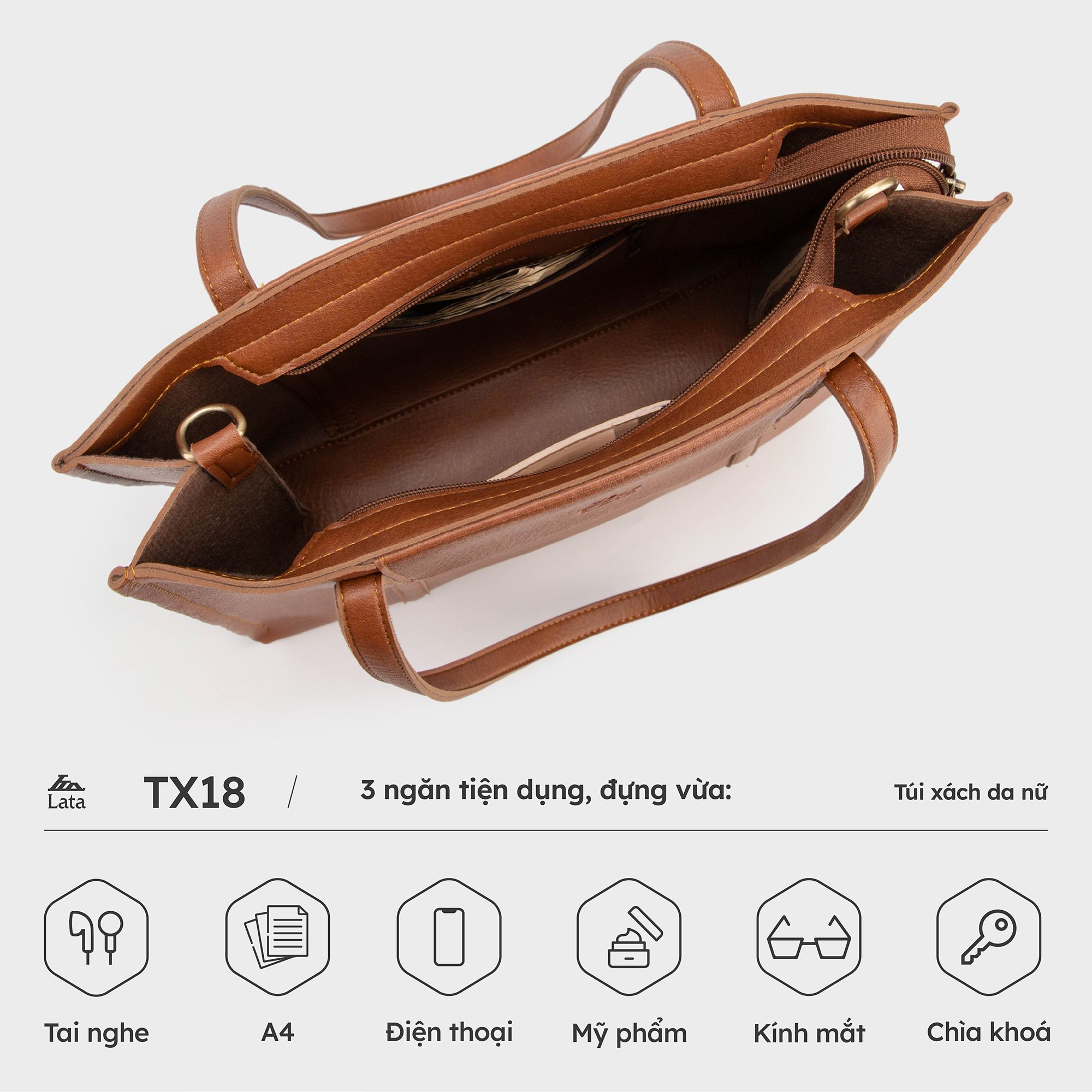 Túi Lata (Thời trang nữ đi làm cỡ lớn - Túi xách da TX18)