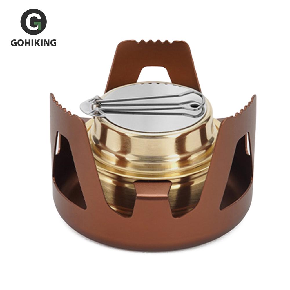 Durable Sturdy Alcohol Stove Adjustable Firepower Portable Mini Alcohol Stove Aluminum Alloy Bracket 360 Degree Combustion for Hiking