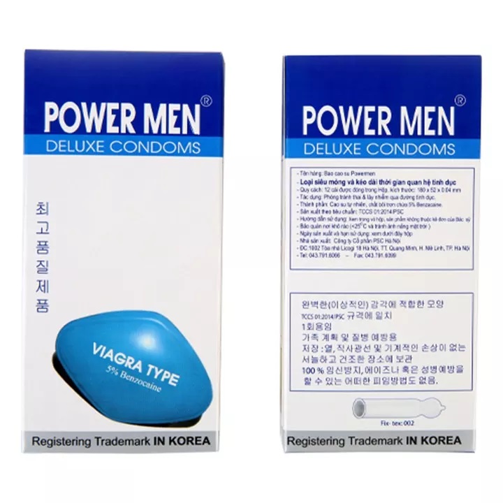 Bao cao su Powermen Viagra mỏng kéo dài thời gian