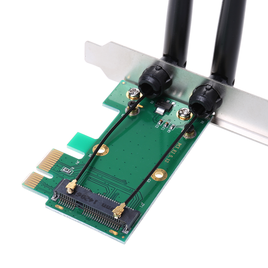Wireless Wifi Network Card Mini PCIE to PCI-E 1X Desktop WIFI Adapter for Computer wirh 2 Antennas