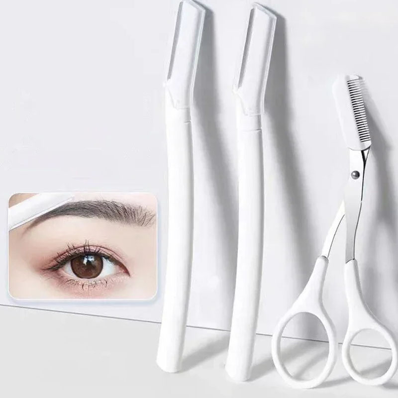 Eyebrow Trimmer Eyebrow with Comb White Transparent Beginner Eyebrow Trimmer Set