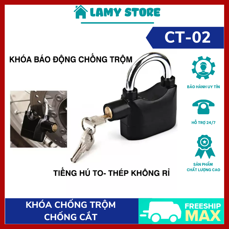 Khóa Chống Trộm Loại Tốt Mua Ngay Ổ khóa báo động chống trộm CT02 Cao Cấp Cơ Chế Báo Động Thông Minh Có Còi Báo Động Phát Ra Âm Thanh Cực Lớn. Phân Phối & Bảo Hành tại Future Box. Chọn Mua Ngay!!