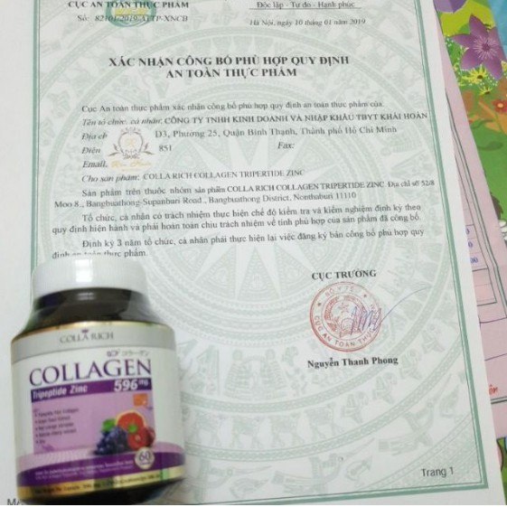 Viên uống chăm sóc da Colla Rich Collagen Tripeptide Thái Lan