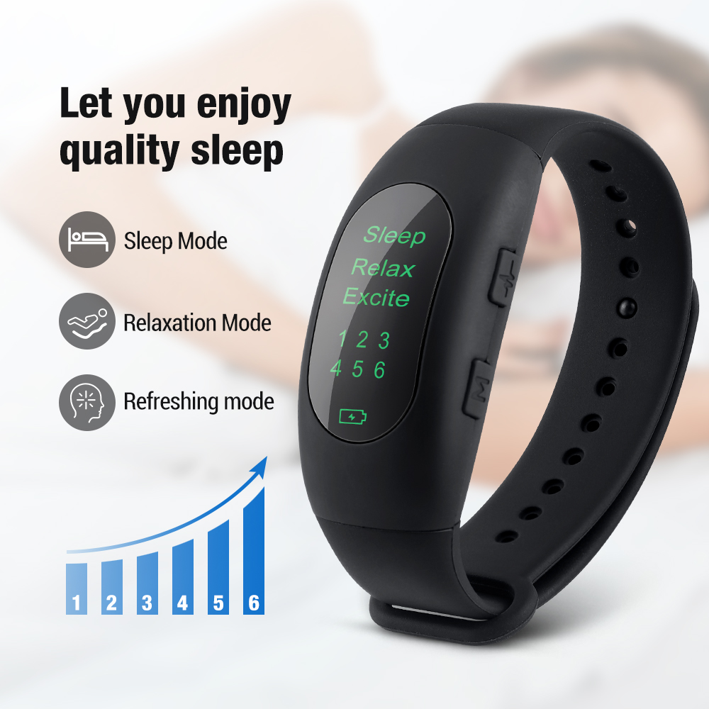 Hailicare Micro-current Intelligent Sleep Aid Low Frequency Pulse Stress Reduction Sleeping Apparatus Insomnia Physical Therapy Watch Wearable Sleeping Device Improve Mood Anxiety USB Charging
