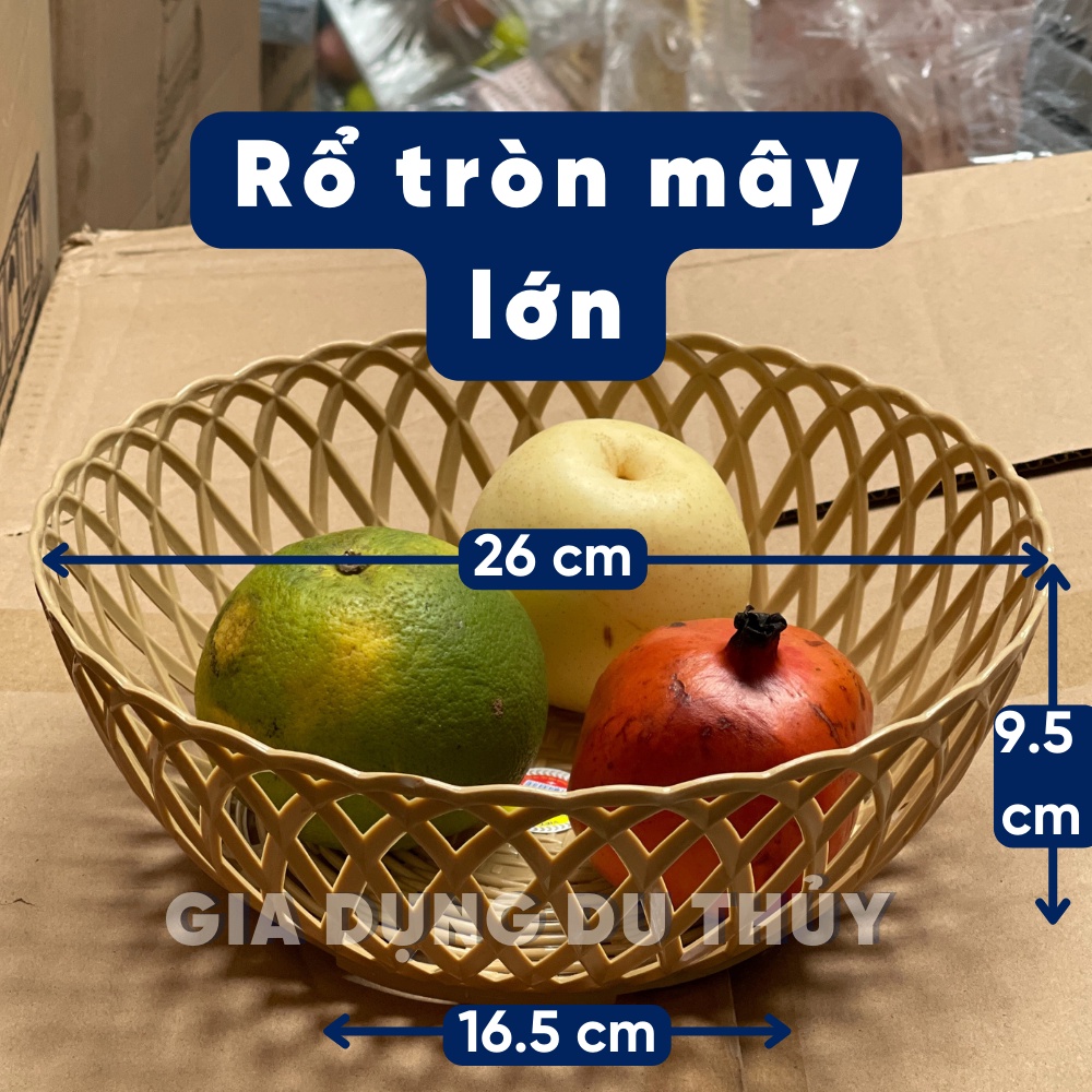 Rổ nhựa tròn giả mây đựng rau sống quán ăn màu vàng chất liệu nhựa pp 3 size rổ nhỏ, trung, lớn - rổ tròn mây việt nhật