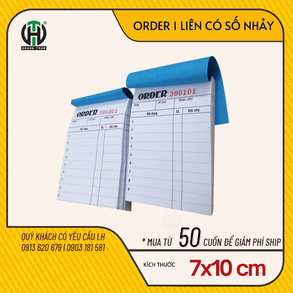Combo 50 cuốn order 1 liên "có số nhảy" giúp bạn tổng kết lượng đơn mỗi ngày