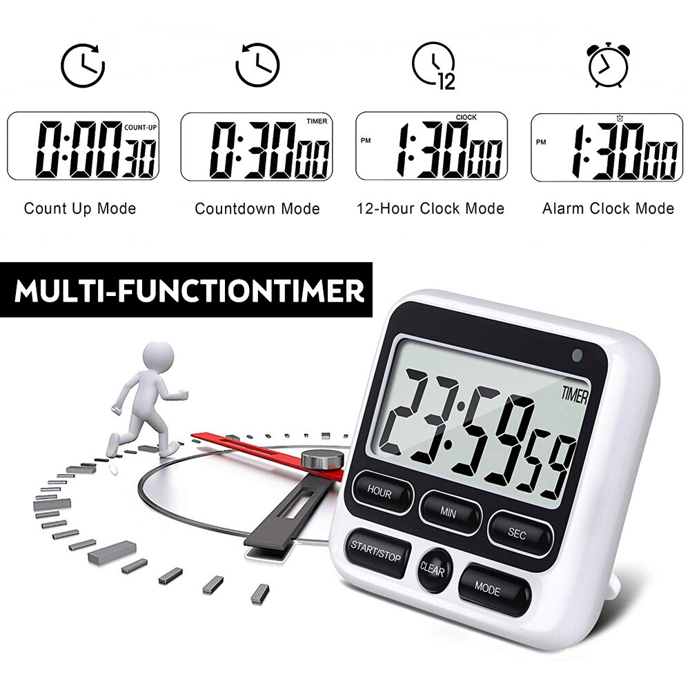 diymore slope Digital Kitchen Timer with Mute/Loud Alarm Switch ON/Off Switch 12 Hour Clock & Alarm Memory Function Count Up & Count Down for Cooking