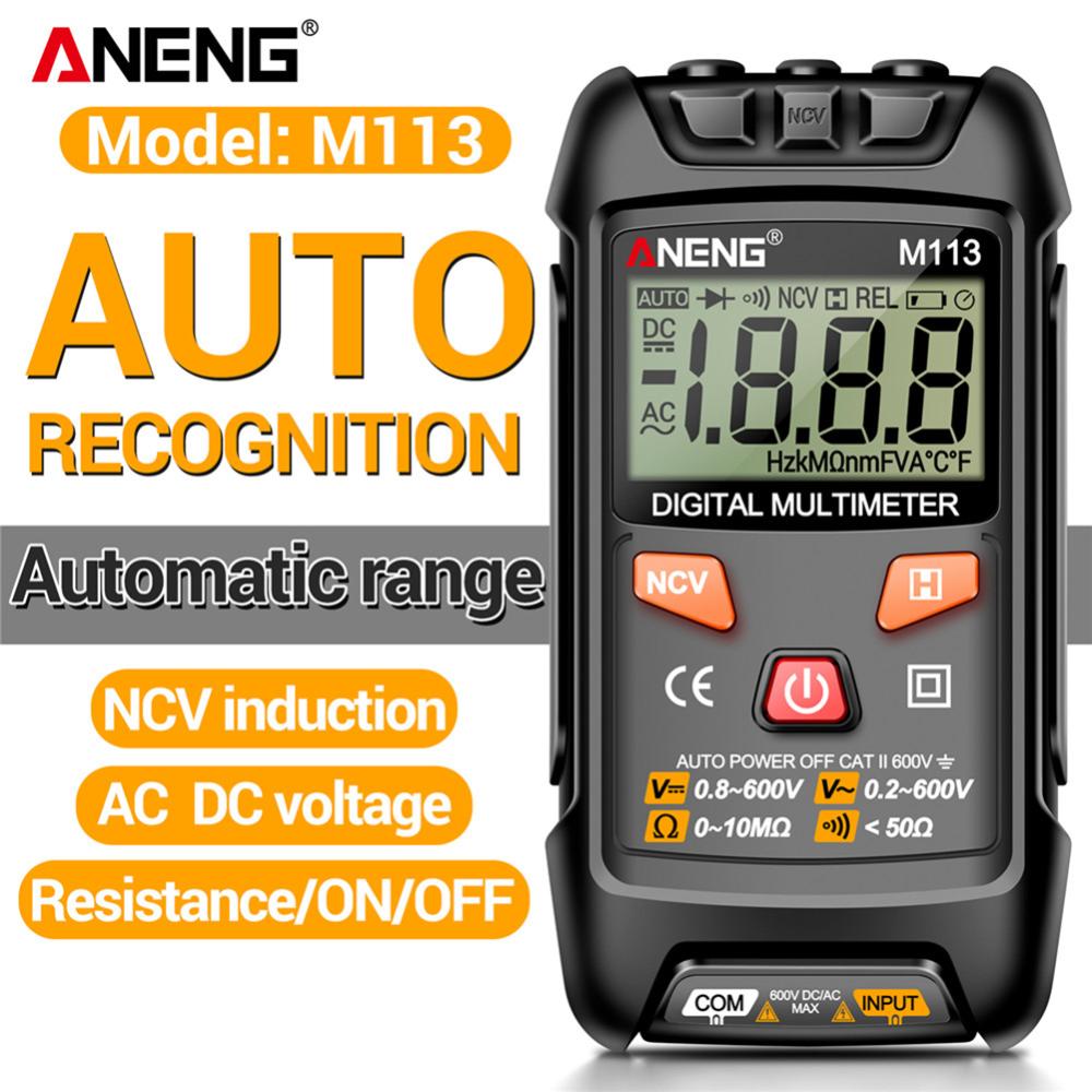 【Aneng】Máy kiểm tra máy đo vạn năng Mini kỹ thuật số Đồng hồ vạn năng thông minh LCD AC/DC Đồng hồ đo dòng điện điện áp với lưu dữ liệu NCV cho thợ điện