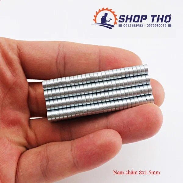Nam châm đất hiếm hạt tròn 8x1.5mm mạ kẽm (30 viên)