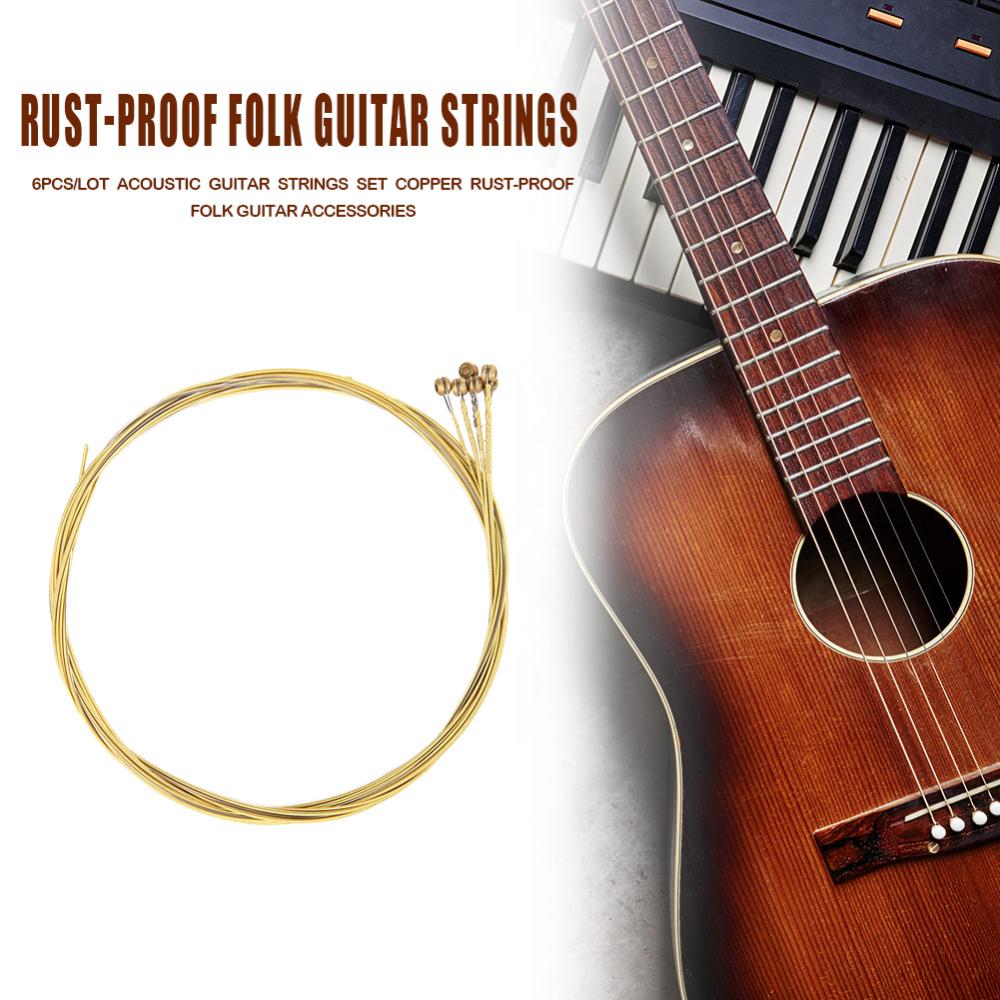 6 cái/bộ đồng chống gỉ Dây Guitar dân gian cho bộ phận Đàn ghi ta âm thanh