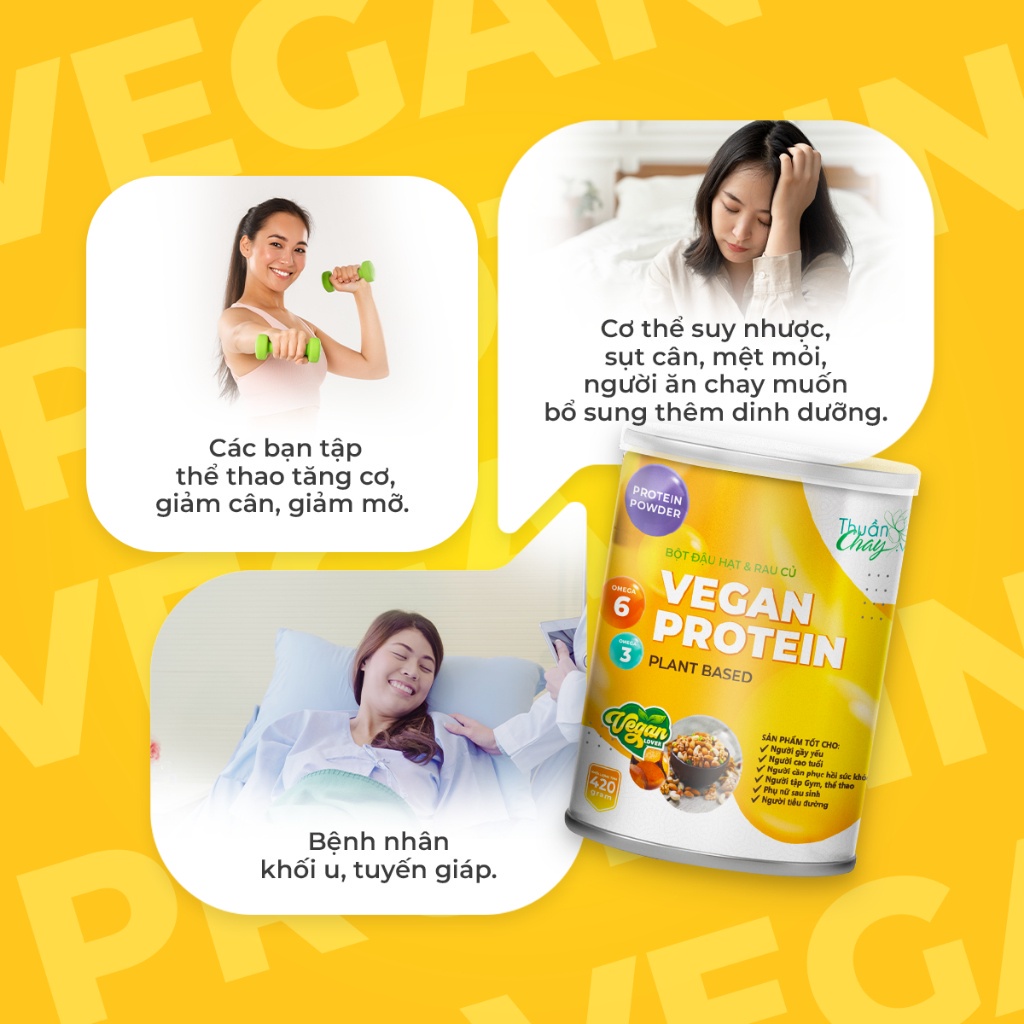 Vegan Protein Lon Thuần Chay Không Đậu Nành (420g)