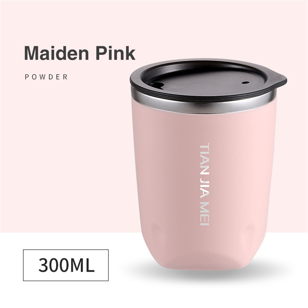 1pc 300 ml random cup European small luxury portable mug Personalized tea  drinking accompanying cup Fine net red Coffee cup 304 stainless steel  double layer heat insulation anti scald belt cover company