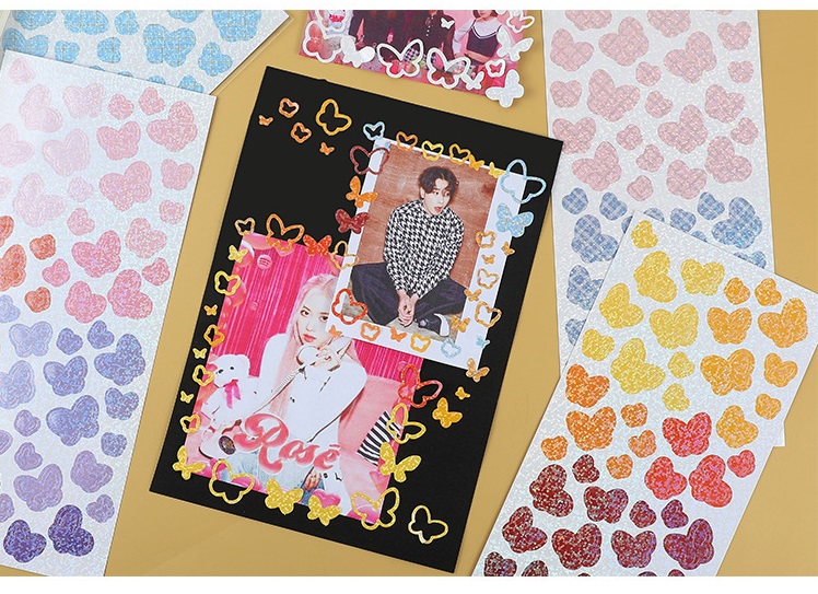 Tấm sticker laser lấp lánh họa tiết bướm