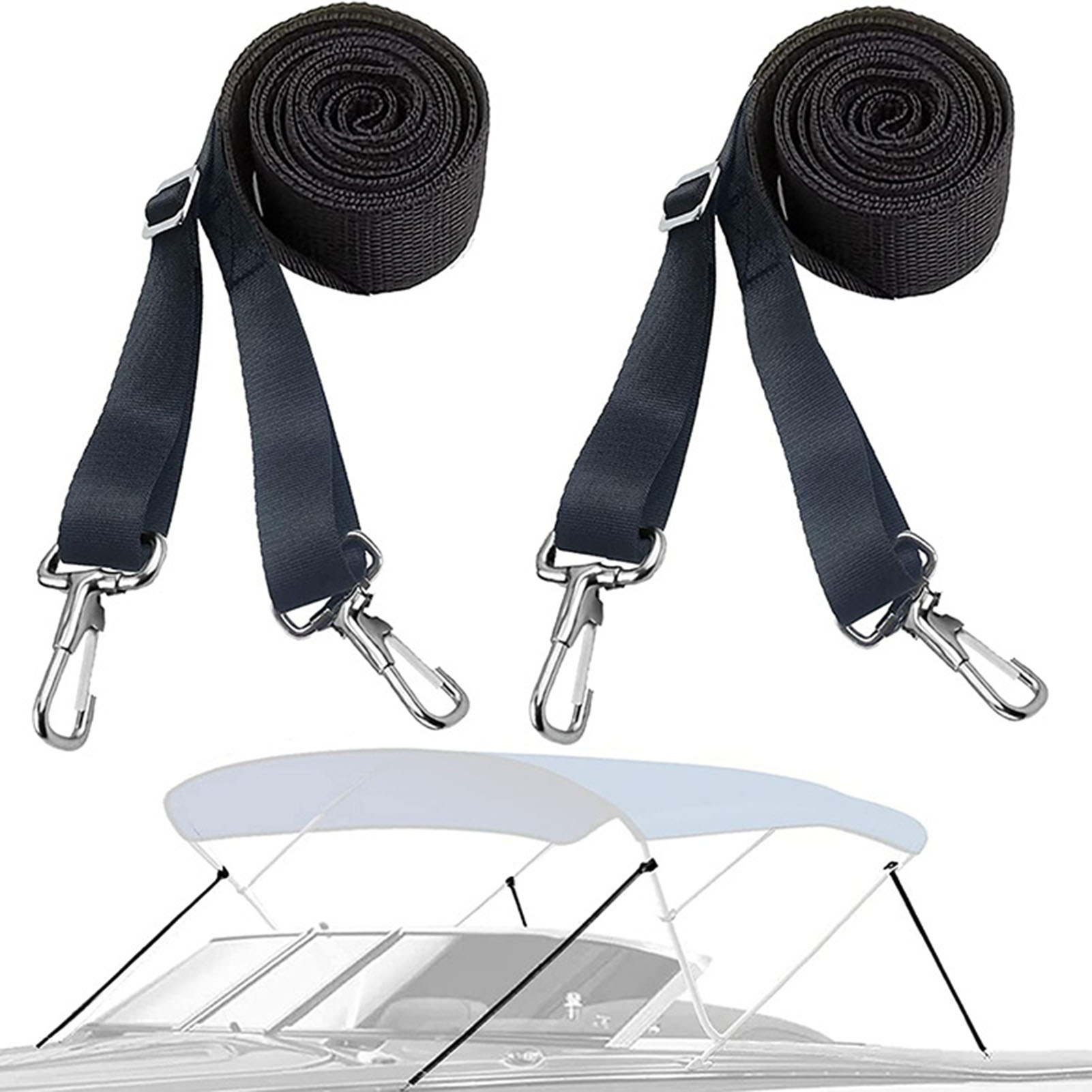 Boat Canopy Strap Heavy Duty Nylon Strap Premium Boat Canopy Straps Adjustable Bimini Top Straps with Double End Snap Hook Essential Boat Awning Hardware Accessories