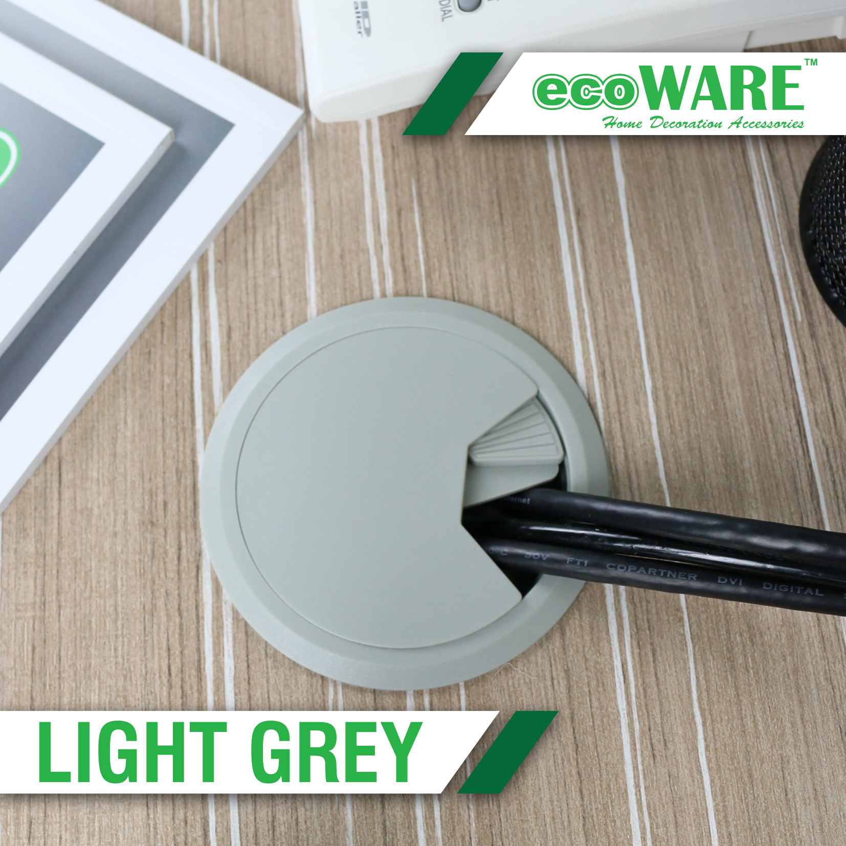 ecoWARE Round Desk Grommet Cable Hole Cover For Office Table Cable Wire Tidy Outlet Hole Cover