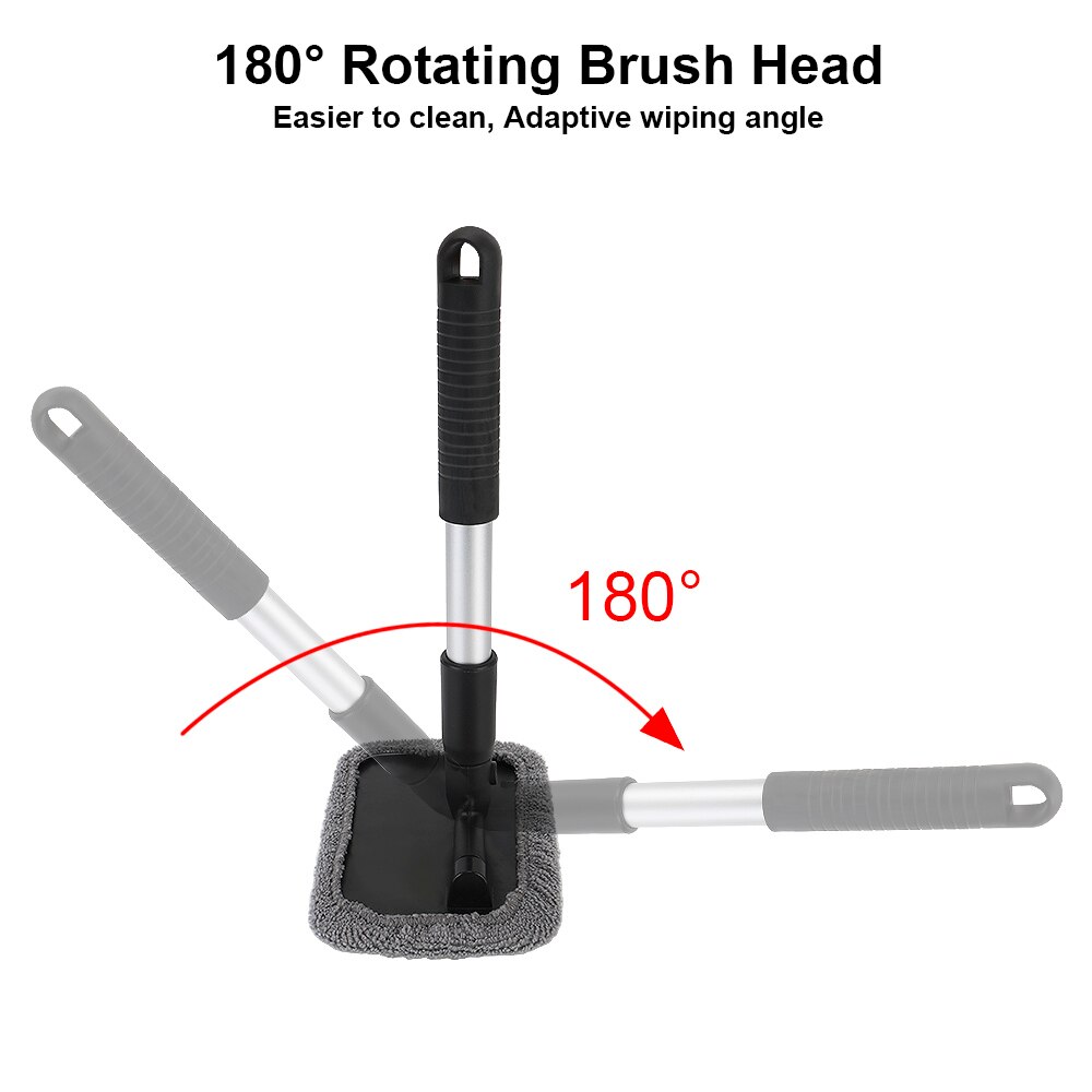 Car Wash Windshield Cleaner Microfiber Car Window Cleaning Tool With Telescopic Handle Washable And Reusable Cloth Pad Head