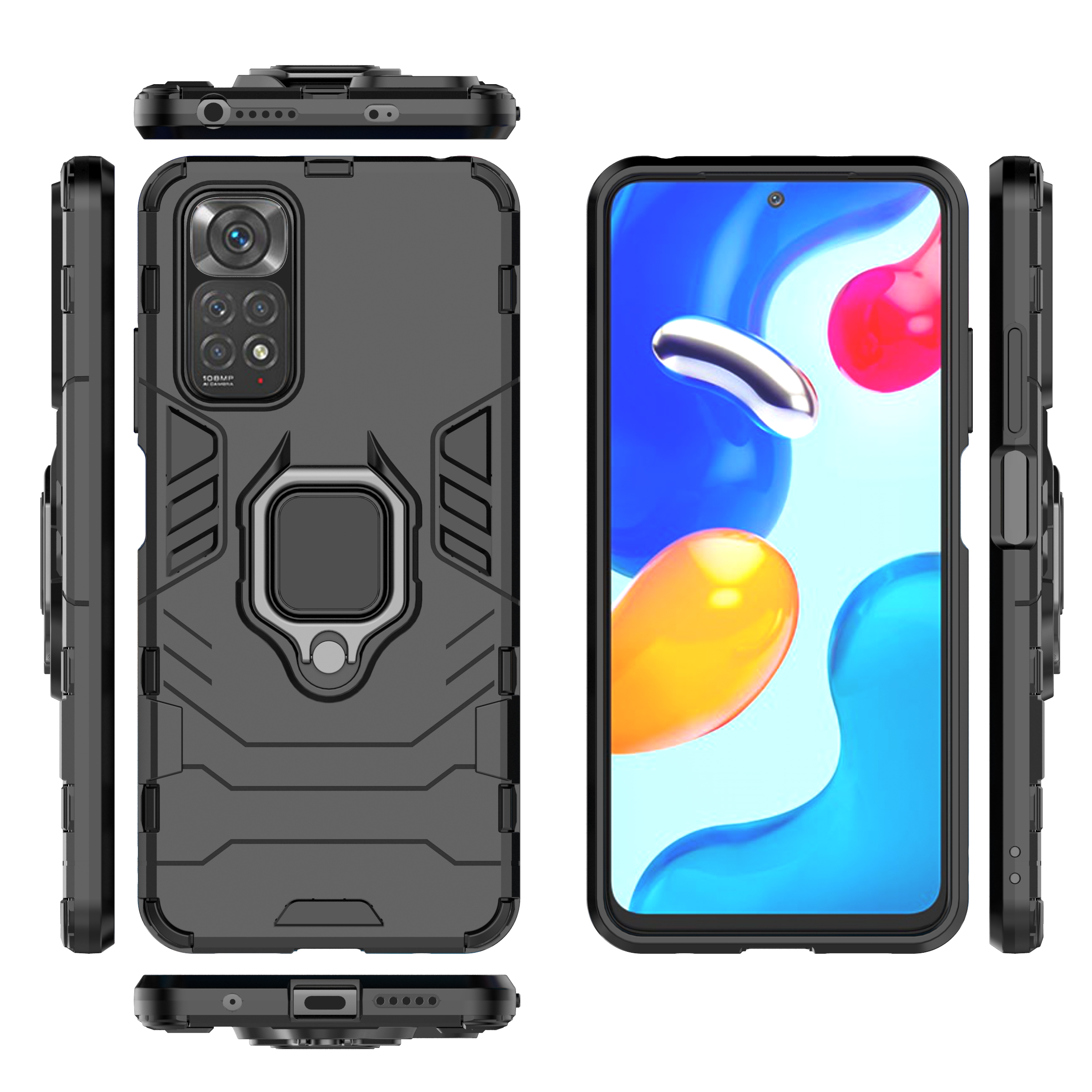 Lenuo Ốp Lưng Cho Xiaomi Redmi Note 11S Note 11 Pro 5G Note 8-Ốp Lưng Silicon TPU Và PC Cứng Hai Lớp Chịu Lực Nặng Giá Đỡ Vòng Kim Loại Chống Sốc Ốp Lưng Điện Thoại