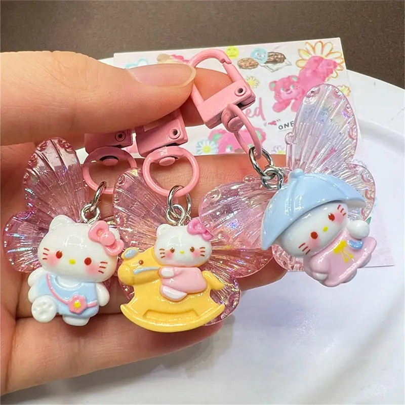 Sweet Cute Butterfly Hello Kitty Keychain Cartoon KT Cat Key Ring Bag ...