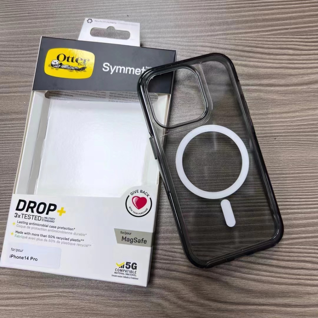 Otterbox symmetry series+ transparent antibacterial case with magsafe for iphone 15 pro max / 14 pro max /14pro /14 plus /14 /13 pro max /13 pro /13 /12 pro max /12 pro/ 12 transparent case