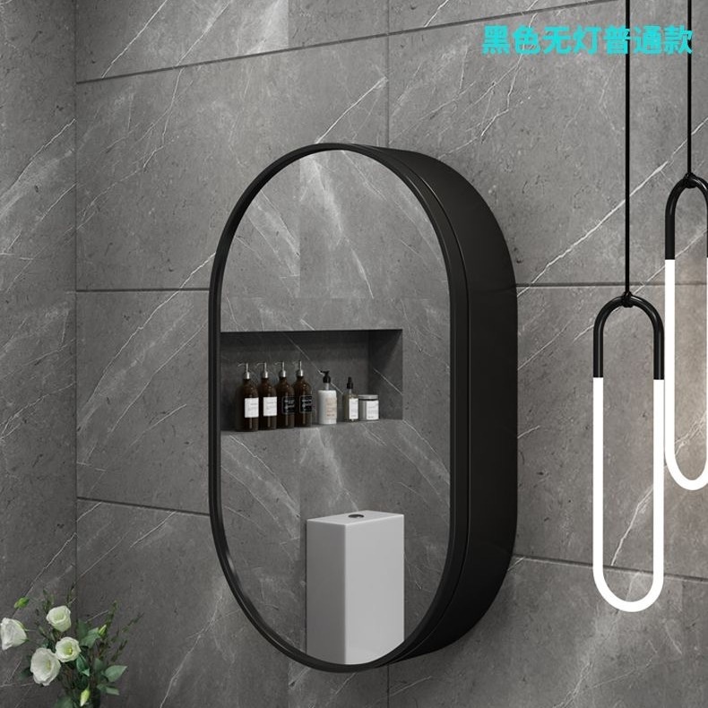 Nordic Metal Mirror Cabinet Oval Wall-mounted Smart Mirror Cabinet with ...