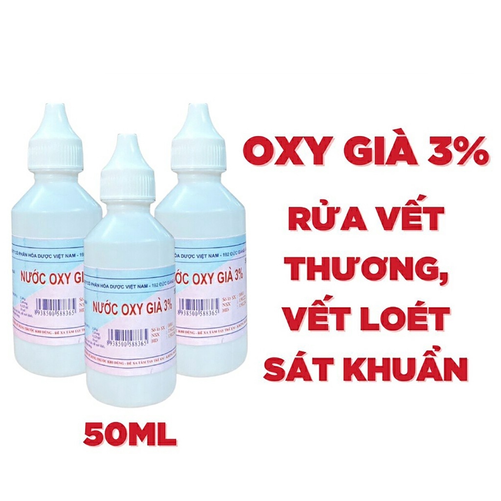 Oxy già - nước oxy già 3%, làm sạch vết thương, sát khuẩn, vệ sinh tai, miệng chai 50ml