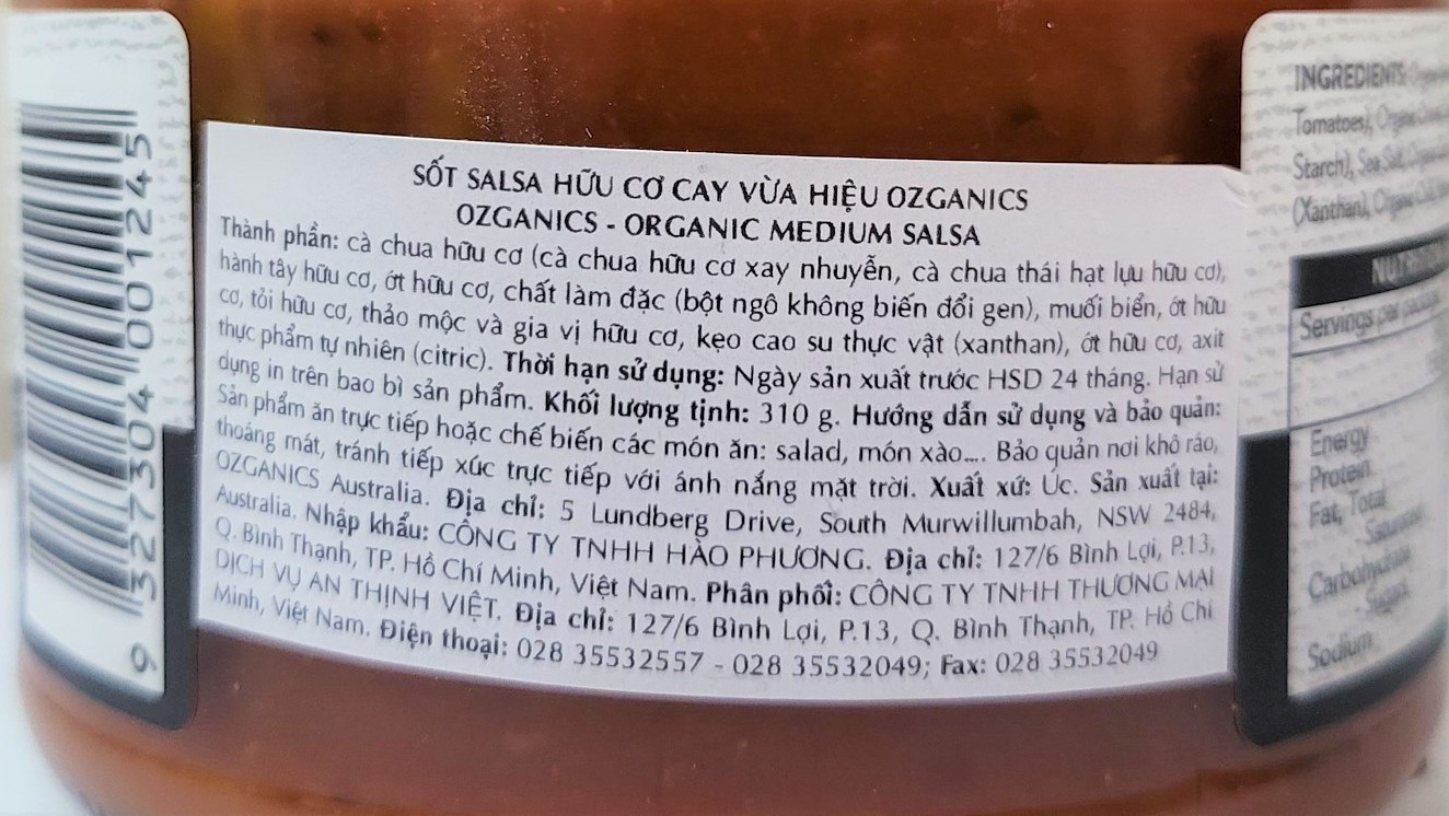 310g - medium organic xốt salsa hữu cơ cay vừa australia ozganics salsa - ảnh sản phẩm 2