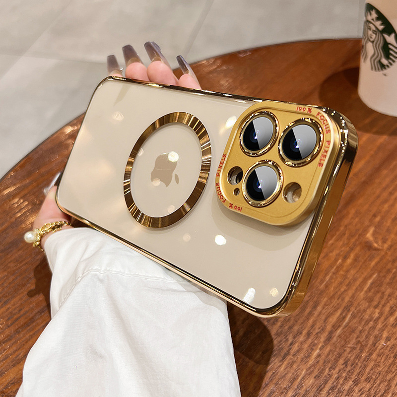 Kisscase Sang Trọng khung mạ điện Cứng PC backplate vỏ điện thoại Cho iPhone 15 14 13 12 Pro Max Cộng Với Trường Hợp Không Dây Sạc Bìa Kim Loại Ống kính bảo vệ vỏ khung Cho iPhone 13 Pro Max Rõ Ràng Cover Quay Lại