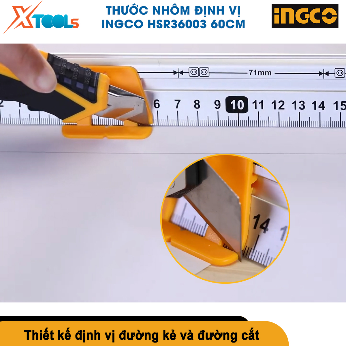 Thước nhôm định vị đa năng INGCO HSR36003 60cm thước thủy cân bằng xây dựng tích hợp đa chức năng thang đo ổ cắm điện ống nước