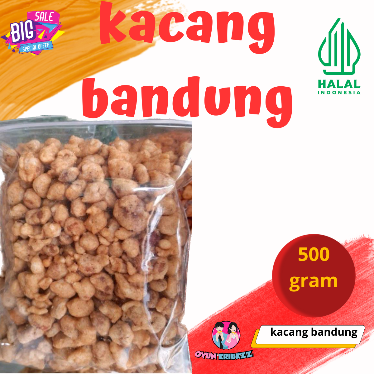 kacang Bandung isi 500gram/kacang Bandung enak/Arshyla-Snack/suuk ...
