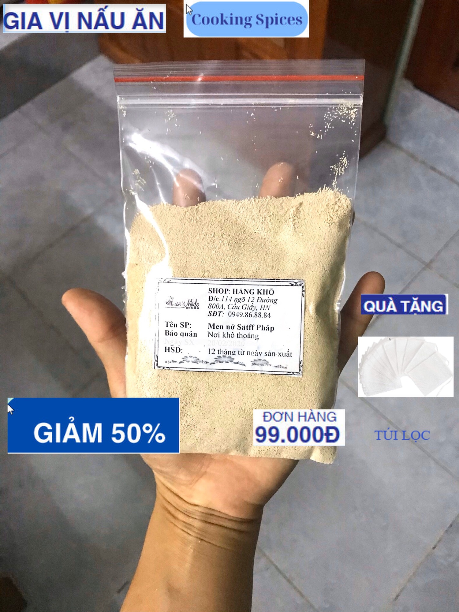 100gr Men nở Saf Instant Pháp bán lẻ