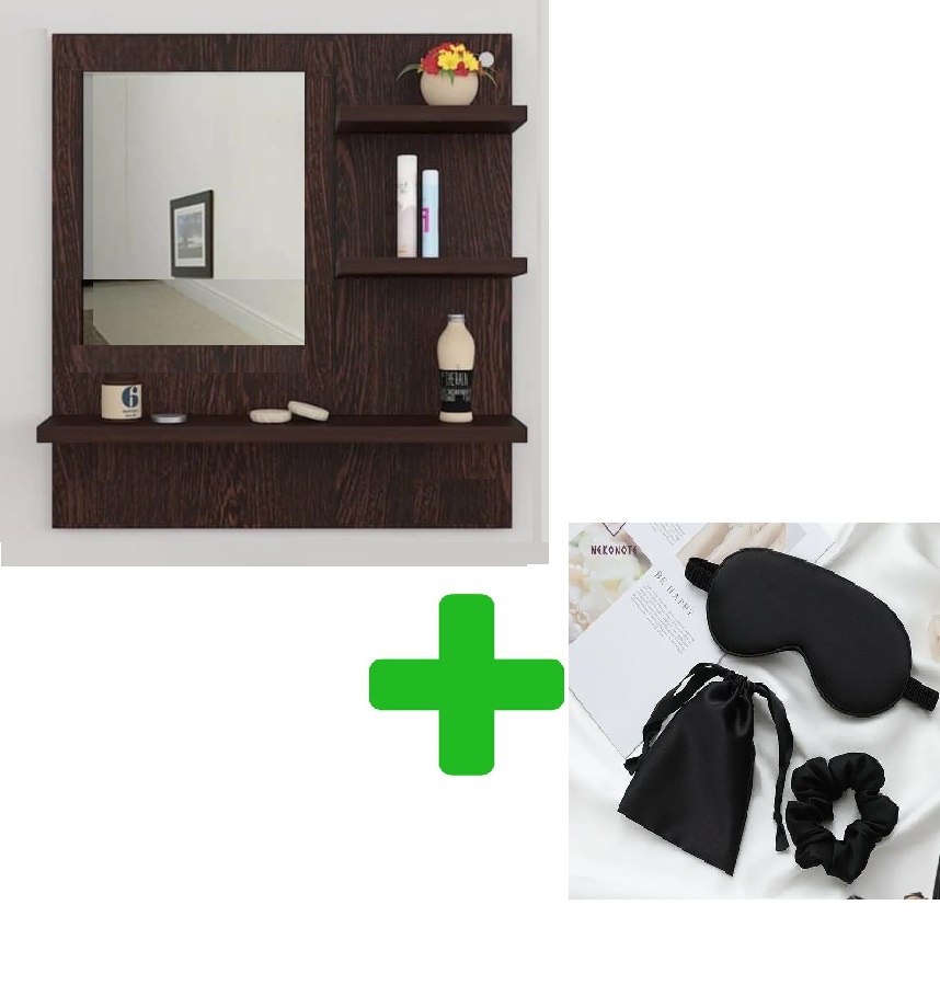 Fabulous DIY Wall Mounted Dressing Table / Wall Mirror With Shelf With 3 Set Saten Eye Mask Crunchy and Pouch